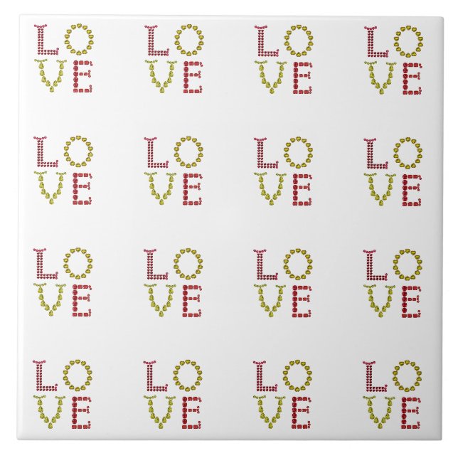 Love Pattern Ceramic Tile (Front)