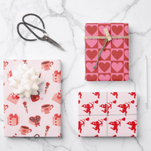 Love Pattern Illustration Wrapping Paper Sheet