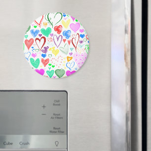 Love, Pattern Of Hearts - Red Blue Pink Green Magnet