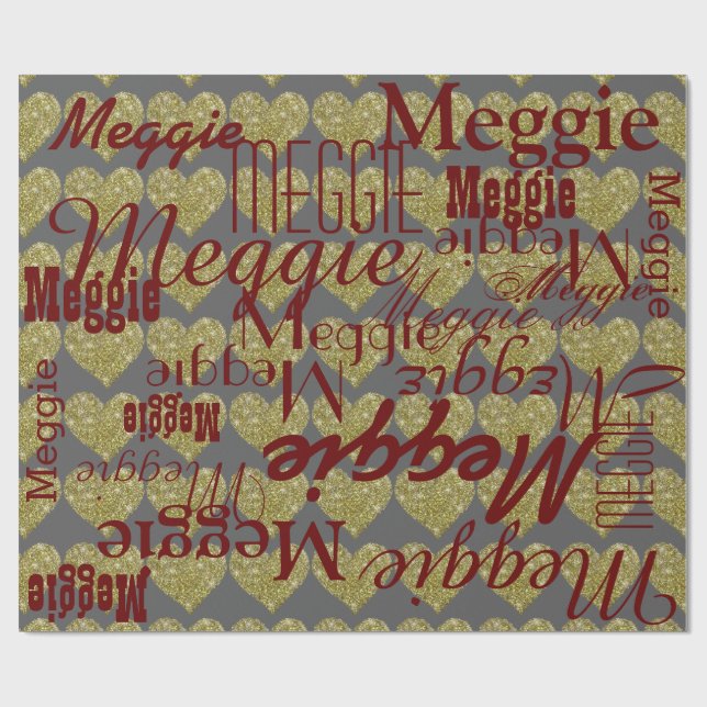 love pattern of names personalised wrapping paper (Flat)