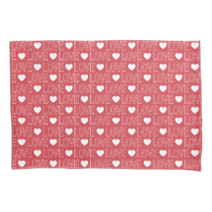Love Pattern Pillow Case - White Outline