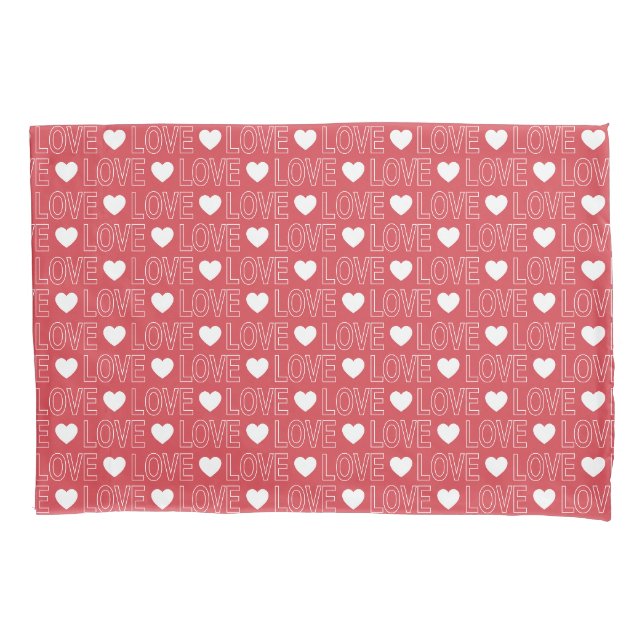 Love Pattern Pillow Case - White Outline (Front)