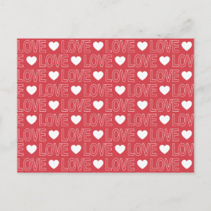 Love Pattern Postcard - White Outline