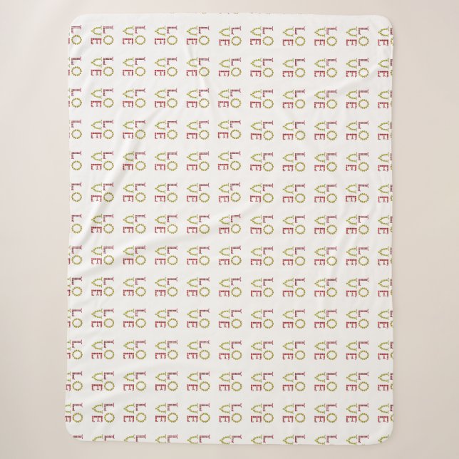 Love Pattern Sherpa Blanket (Front)