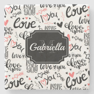 Love Pattern Stone Coaster