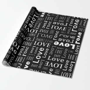 Love pattern with white letters wrapping paper