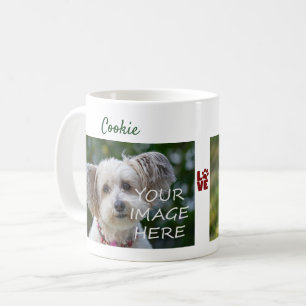 LOVE Paw 2 Dogs Photos Names Modern Cute New Pet Coffee Mug