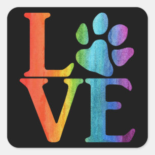 Love Paw Classic Rainbow Square Sticker