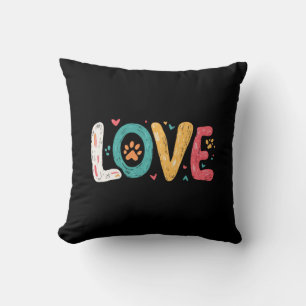 LOVE Paw – Cute Pet Lover Typography Art Cushion