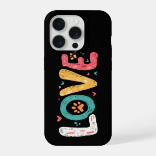 LOVE Paw – Cute Pet Lover Typography Art iPhone 15 Pro Case