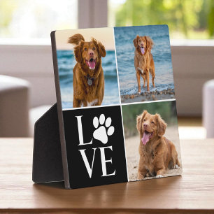 Love Paw Dog Lover 3 Photo Collage Pets Modern  Plaque