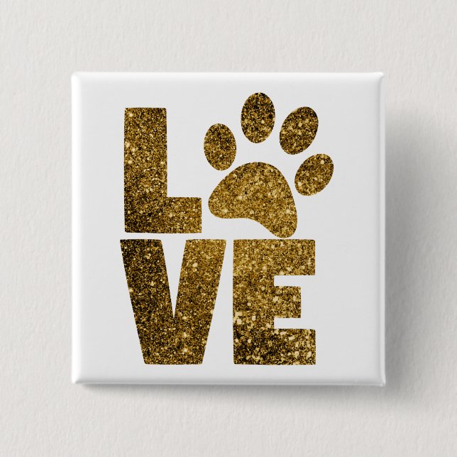 Love paw-print 15 cm square badge (Front)