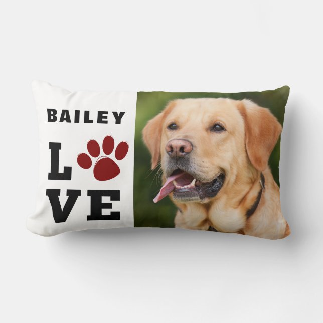 Love Paw Print Animal Lover Dog Lover Photo Lumbar Cushion (Front)