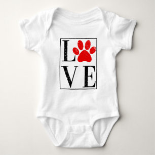 LOVE PAW PRINT DOG OWNER PET LOVER BABY BODYSUIT