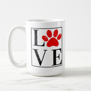 LOVE PAW PRINT DOG OWNER PET LOVER COFFEE MUG