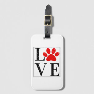 LOVE PAW PRINT DOG OWNER PET LOVER LUGGAGE TAG