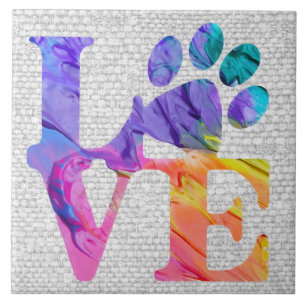 Love Paw Print - Gifts for Dog Lovers Ceramic Tile