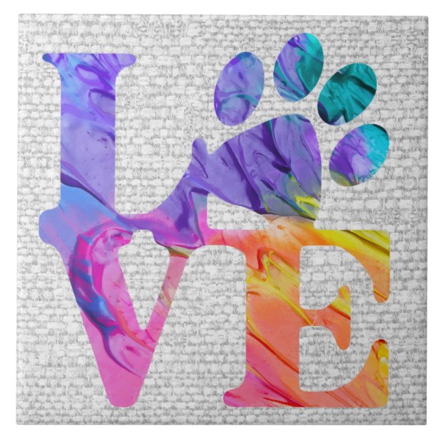 Love Paw Print - Gifts for Dog Lovers Ceramic Tile (Front)