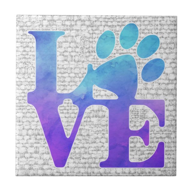 Love Paw Print - Gifts for Dog Lovers Ceramic Tile (Front)