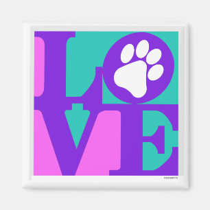 LOVE paw print magnet