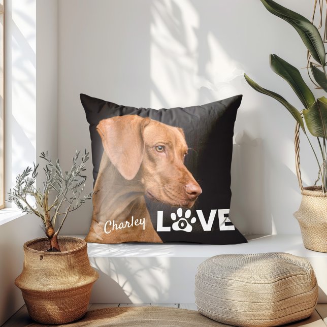 Love Paw Print Personalised Photo Throw Pillow (Creator Uploaded)