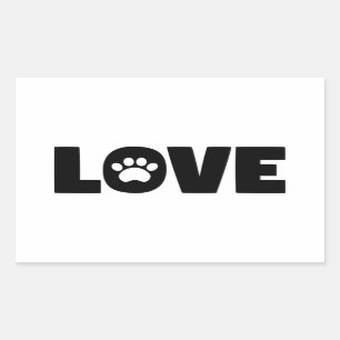 Love Paw Print Rectangular Sticker