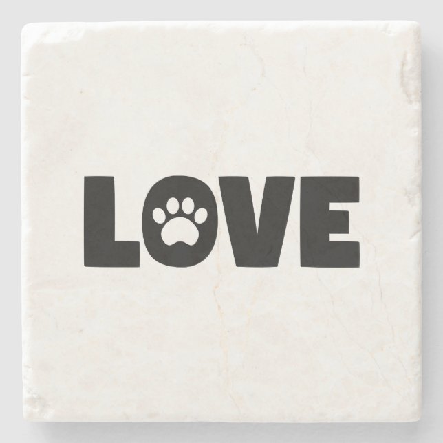 Love Paw Print Stone Coaster (Front)
