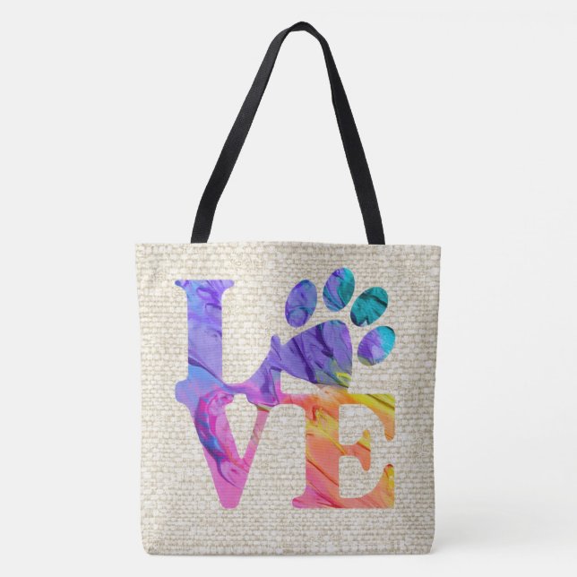 Love Paw Print Tote Bag (Front)