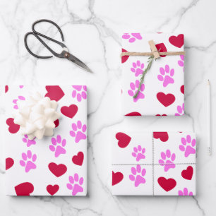 Love Paw Prints Wrapping Paper