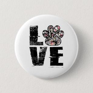 Love Paw Tattoo Flower Dog Lover _1 6 Cm Round Badge