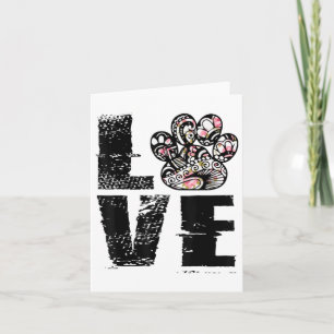 Love Paw Tattoo Flower Dog Lover _1 Card