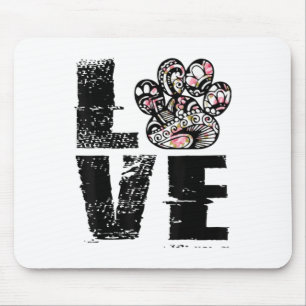 Love Paw Tattoo Flower Dog Lover _1 Mouse Pad