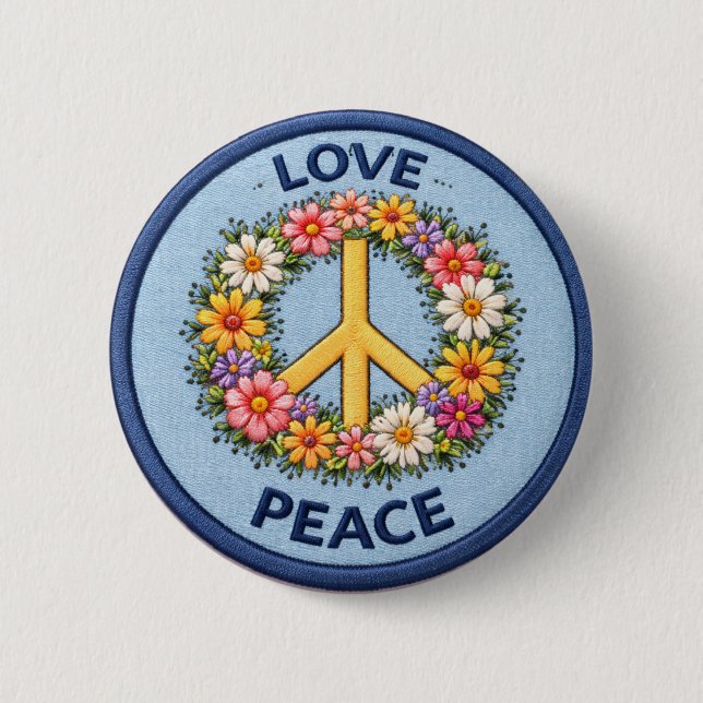 Love Peace 6 Cm Round Badge (Front)