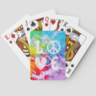 Love Peace Abstract Boho Watercolor Rainbow Batik Playing Cards