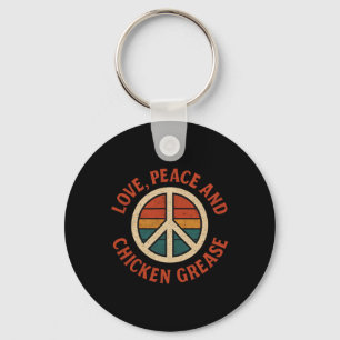 Love, Peace And Chicken Grease - Vintage Peace Sig Key Ring
