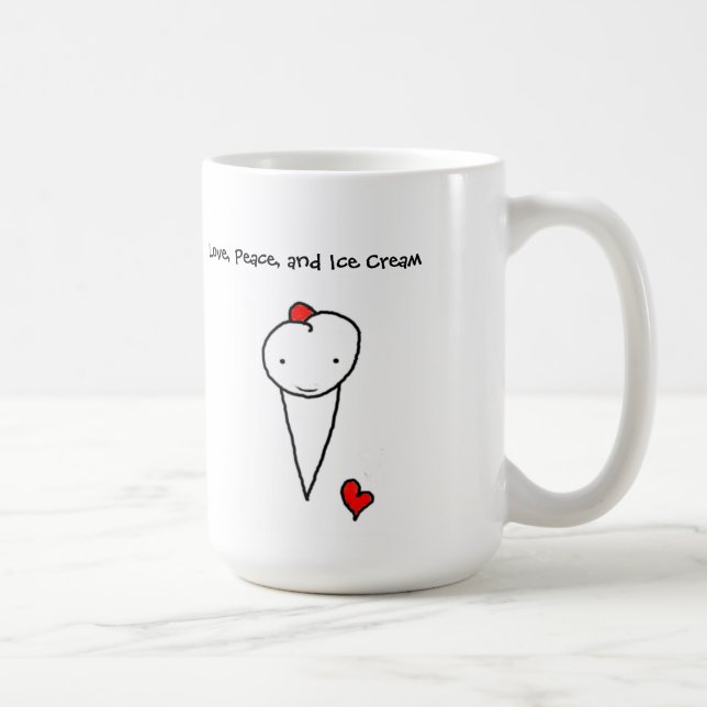 Love, Peace, and Ice Cream Coffee Mug (Right)