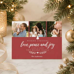 Love Peace and Joy Family Photo Christmas Holiday Postcard