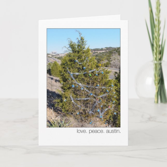 Love. Peace. Austin. 360 Loop Christmas  Trees Holiday Card (Front)