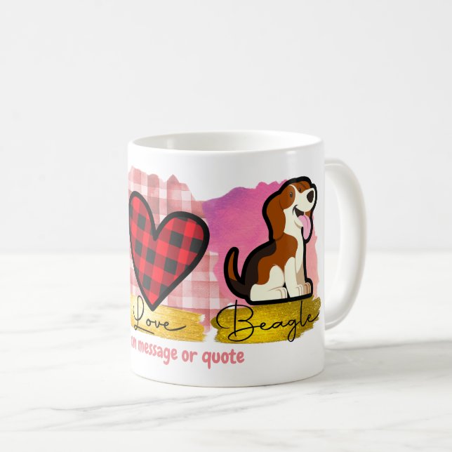 Love Peace Beagle Pet Dog Lover Valentine's Day Coffee Mug (Front Right)