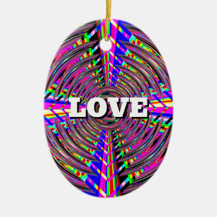 LOVE PEACE (change the words) Ceramic Ornament