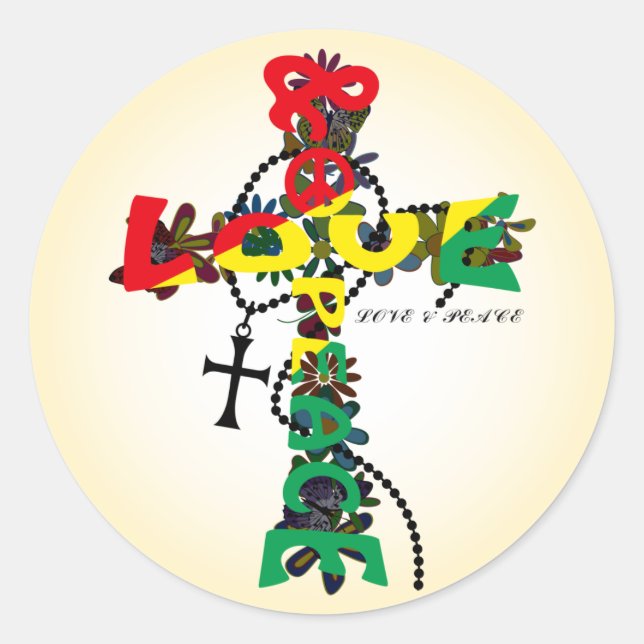 LOVE & PEACE CLASSIC ROUND STICKER (Front)