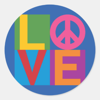 Love Peace Colour Block Classic Round Sticker