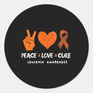 Love Peace Cure Leukaemia Awareness Classic Round Sticker