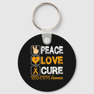 LOVE PEACE CURE RSD CRPS AWARENESS KEY RING