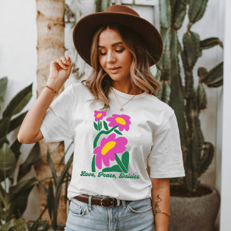 Love, Peace, Daisies Flower T-Shirt