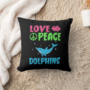 Love Peace Dolphins Cute Sea Animals Dolphin Lover Cushion