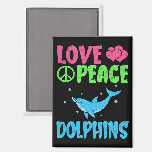 Love Peace Dolphins Cute Sea Animals Dolphin Lover Magnet