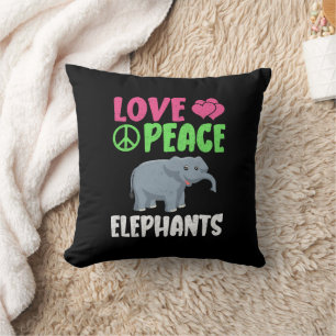 Love Peace Elephants Cute Zoo Animals Elephants Cushion