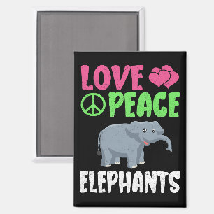 Love Peace Elephants Cute Zoo Animals Elephants Magnet