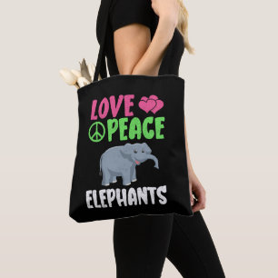 Love Peace Elephants Cute Zoo Animals Elephants Tote Bag